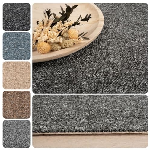 Teppichboden Meterware Auslegware Schlinge gemustert, 2m (teilweise) 4m 5m breit, Variante: dunkel-grau anthrazit, 600x400cm