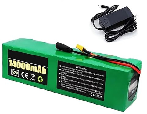 52V 14Ah E-Bike Batteries 52V 14S4P Batterie Rechargeable Étanche Batterie De Vélo Électrique pour 200W 350W 500W 750W Moteur avec Chargeur 52V 14Ah,XT60+DC
