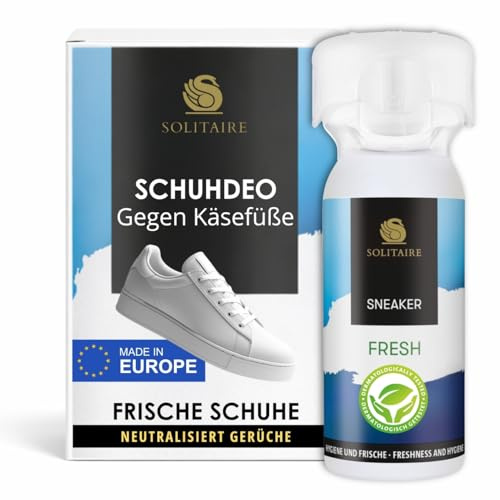 SOLITAIRE Sneaker Fresh Schuhdeo, 100 ml Sofort-Hilfe bei Käsefüßen | DIE Alternative zu antibakteriellen Schuhdeos, beseitigt Fußgeruch, Geruchsstop wirkt bis zu 48 h Frische für gesunde Füße