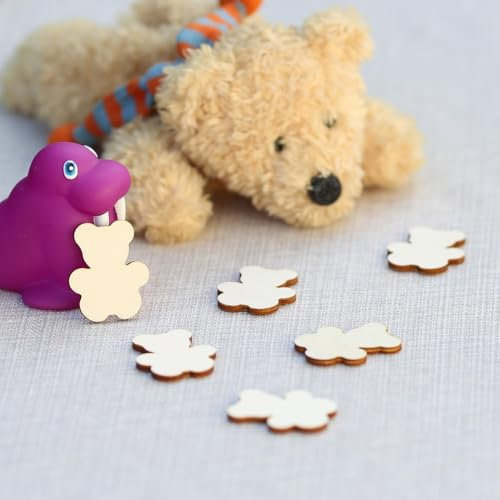 Bütic GmbH Sperrholz Wurfdeko - Motivauswahl - Streudeko, Tischdeko-Sets - Mengenauswahl, Pack mit:25 Stück, StreuDeko:Teddy 4.5cm