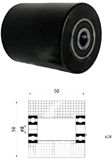 R-50-50/8 50 x 50 mm Bohrung 8 Kunststoffrolle Polyamid Doppelte Lagerung Paletten Fixierer Rad für Hubwagen Nylon Rolle Ø 50 mm mit Kugellager