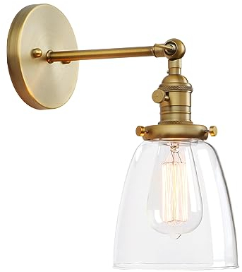 Pathson Applique Murale Intérieure, Vintage Verre Cloche Abat-jour Lampe Murale pour Salle de bain, Cuisine, Salon