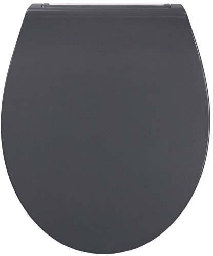 Sanilo Abattant WC avec frein de chute de résine thermodurcissable Plat Gris, design fascinant, détachable, fixation facile par en haut
