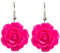 Bluebubble ENGLISH ROSE 22mm Hot Pink Carved Rose DANGLE Earrings on Gift Card