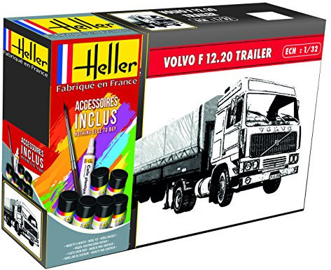 Heller Maquette camion : Kit : Volvo F12-20 Globe Trotter & Twin-Axle Semi trailer