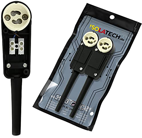 ISOLATECH 2Stk GU10 Fassung mit Anschlusskasten LED Energiesparlampen (max.250V/2A) Leuchtmittel Home Installation Einbau Decke Halterung Küche Badezimmer Sockel Zubehör