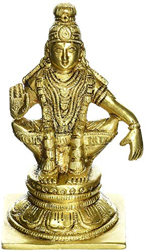 Aone Indien Statue Lord Ayappan aus feinem Messing, sitzend