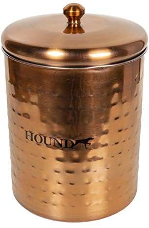 Hound Stainless Steel Pet Treat Jar Hammered Antique Copper Treat Cannister, M, 350 g