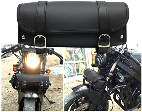 Borsa per forcella da moto, impermeabile, per manubrio, in pelle PU, con 2 cinghie per Honda Yamaha, Kawasaki Suzuki Ducati KTM Harley Davidson Sportster (D)