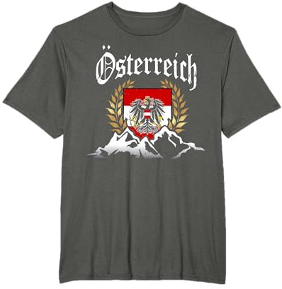 Österreich Berge und Fahne Adler Wappen Herren Damen Kinder T-Shirt