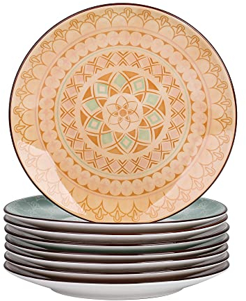 vancasso Kuchenteller Porzellan, 8 teilig Tulip Desserteller für Frühstück, Serie Mandala