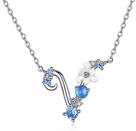 VIKI LYNN Damen Initiale Halskette Buchstabe V Alphabet Anhänger Schmuck 925 Sterling Silber und Zirkonia Anfangsbuchstaben Personalisierte Geschenke für Mädchen Frauen