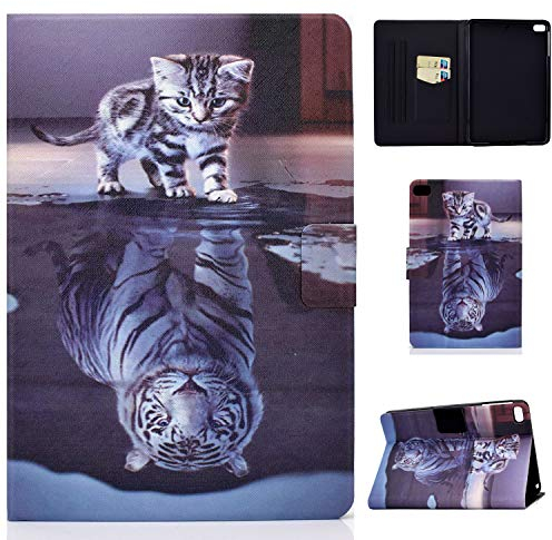 Succtop Funda iPad 7/8 Generacion 10.2 2019/2020 Funda Cuero PU Función Soporte Funda Dormir/Despertar Automático Carcasa Tableta Funda iPad 2019/iPad Pro 10.5/iPad Air 3, Gato y Tigre
