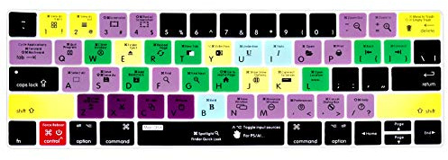 WYGCH for Mac OSX Shortcuts Hotkey Waterproof Ultrathin Keyboard Cover for MacBook Pro 13 15 inch 2019 2018 2017 and 2016 with Touch Bar, Touch ID Model: A2159 A1989 A1706/A1990 A1707, USA Version