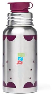 ergobag Edelstahl Trinkflasche ergobag Trinkflasche mit verschiedenen Motiven für Kinder, 500ml, BPA-frei, auslaufsicher, leicht zu reinigen Pferdestar - Silber
