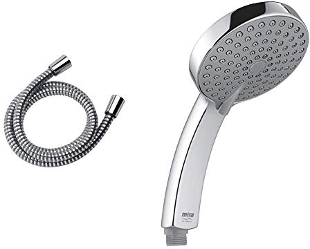 Mira Response 1.1605.167 Plastic Shower Hose 1.25 m, Chrome Finish & Citrus 110mm Five Spray Replacement Chrome Shower Head