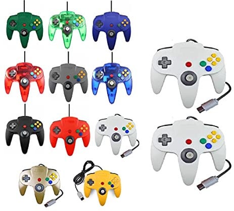 2 Controllers for Nintendo 64 N64 Colour of your Choice Wired Gamepad Joypad (2 x White)
