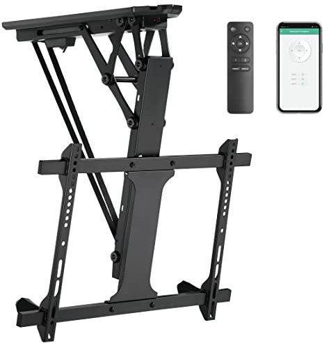 Mount-It! Motorized Ceiling TV Mount for 32 to 70 Inch TVs, Electric Flip Down TV Bracket with Remote and App Control, Drop Down Ceiling Mounting Bracket for Flat and Pitched Roofs, Holds Up to 77 lbs