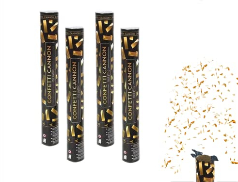 Lanzador de confeti, altura de efecto de 5-8 m, Cañón de confeti, cumpleaños, boda, Decoración de ambiente de fiesta de Navidad. (40cm-oro)