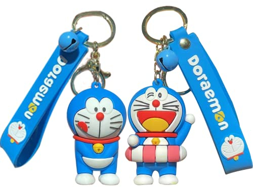 NC ZHUYAO 2 Stück Doraemon Schlüsselanhänger Silikon Schlüsselbund Süßer Schlüsselanhänger mit Glocken Schlüsselanhänger für Erwachsene und Kinder sind für Rucksäcke Schlüssel geeignet