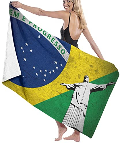 IUBBKI Südamerika Brasilien Strandtuch, weiche Mikrofaser, saugfähiges Strandbadetuch, Erwachsene, Unisex, Kinder, Handtuchdecke, 32 x 52 Zoll