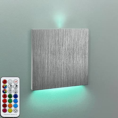 LEDFULL® LED Treppenbeleuchtung 2in1 RGB + Kaltweiß 2W 230V dimmbar Wandeinbauleuchte für Treppe - Stufenbeleuchtung für Innen in Alu Gebürstet Eckig Up/Down