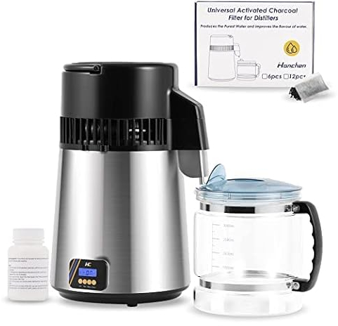 Hanchen Distillateur d'Eau Numérique 1L/H - 750 W en Acier Inoxydable Avec Carafe en Verre - Contrôlé