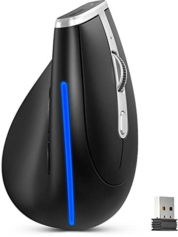 ECHTPower Verticale Wireless Ergonomico Silenzioso, 1000/1600/2400 DPI, 2.4GHz, 6 Pulsanti, Senza Filo per PC, Computer, Portatile, Mac - Protegge Il Braccio