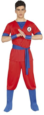 FIESTAS GUIRCA | Costume Fighter Teen (14-16 ans) - T-shirt, Ceinture, Couvre-bottes, Poignets et Pantalon - Costumes de Ninja et Jeux Vidéo pour Halloween, Carnaval et Fêtes Déguisées - Rouge et Bleu