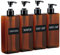 Segbeauty Quadratische Pumpflasche 500ml, 4er-Set Kunststoff Seifenspender zum Befüllen, Leerspender mit Etiketten für Shampoo, Lotion, Conditioner, Body Soap, Hand Soap, Transluzentes Braun/Bernstein