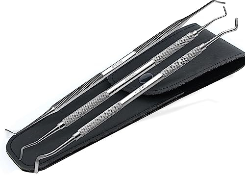 3 Eckenheber Fußpflege-Set Fußpflegeinstrument mit Etui Edelstahl Fein Mittel Breite Enden Nagelheber Nagelpflege Doppelinstrument Pediküre-Instrument. Qualität vom Fachhandel