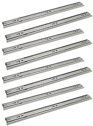 Ansobea Lot de 4 paires de rails de tiroir 350 mm, glissières à billes avec capacité de charge de 45 kg, glissières télescopiques entièrement extensibles 700 mm