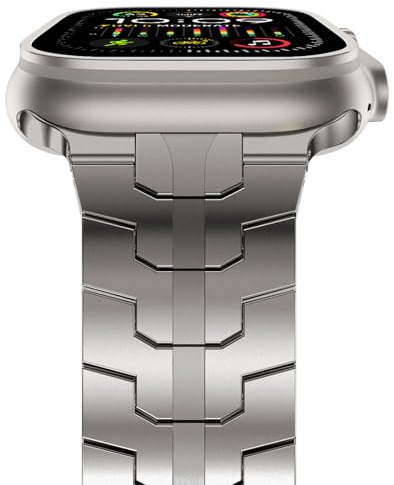 NewWays 49mm 46mm 45mm 44mm 42mm(Serie 1 2 3) Kompatibel mit Apple Watch Armband,Edelstahl Gliederarmband Ersatzarmbänder Geeignet für iWatch Ultra 2/Ultra,Series 10/9/8/7/6/5/4/3/2/1/SE,Titan