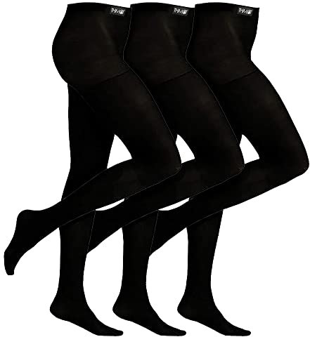 THMO 3 Pair Multipack Girls Thermal Tights for Winter Black Warm Tights Ideal for School (5-6 Years, Black)