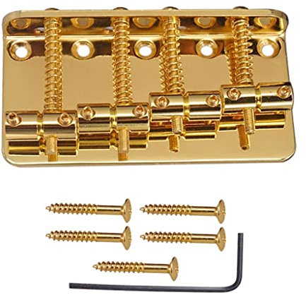 Gold 4 Saiten Bass Bridge mit Schraubenschlüssel Schrauben für E-Bass Gitarre, Nr. 2