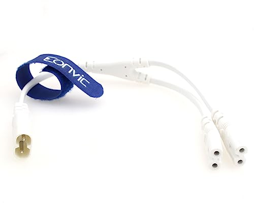 Eonvic IEC320 C8 Stecker auf 2 x C7 Buchse, Y-Splitter, AC-Netzkabel, 125 V, 10 A, 1 in 2 Ausgänge, polarisiertes Stromkabel für LED-TV-Monitor, 30 cm, weißes Kabel