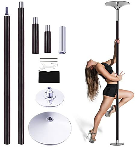 JBKNAN Tragbare 45 Mm Abnehmbare Stripper Pole Bar Home Spin Dance Training Pole Fitness Tanzen Sport Übung D-Pole Kit Einfache Installation (Farbe : Schwarz)