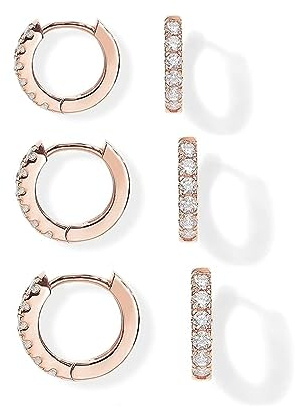 ZKSXOA 3 Paia Orecchini a Cerchio di Cartilagine,Orecchini Anallergici Cerchio,Orecchini a Cerchio Piccoli in Acciaio Inox Anelli del Labbro del Naso per donna uomo, 6 mm 7mm 8 mm,Oro rosa