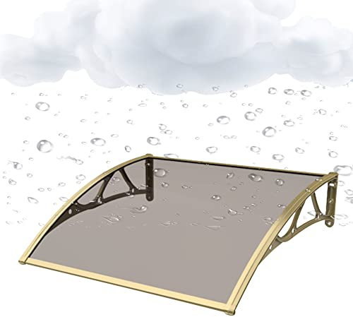 Door Window Canopy, Outdoor Awning Rain Shelter PVC Board Garden Front Back Door Shade Shelter, For Outdoor Window Porch Patio Expandable Size (Color : Brown, Size : 80x150cm) (Brown 120x300cm)