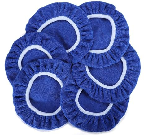 JNNJ 6 Stück Polierhaube 230-250mm, Auto Motorhaube Weiches Mikrofaser Polierpad, Auto Motorhaubenpuffer Waxer Pflege Polierpad Abdeckung, Für Applikator(Saphirblau)