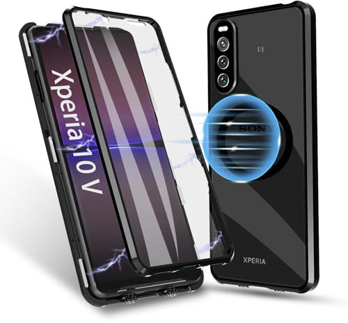 Hülle für Sony Xperia 10 V - [Kompatibel mit Magsafe] 360 Grad Vorne und Rückseite Schutz Case Magnetische Adsorption Metallrahmen Handyhülle Case - Magnetic Schwarz