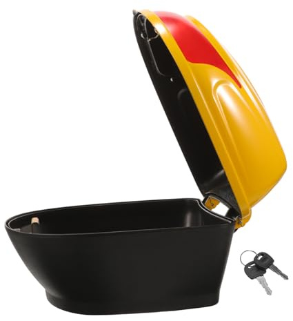 PACKOVE Motorcycle Tail Box Small Yellow Plastic Universal Trunk | Rear Storage for Motorbike Moped Back, Simple Installation, Fine Texture and Good Hand Feel