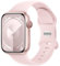 Charlam Compatible avec Apple Watch Bracelet 44mm 45mm 42mm 49mm pour Femmes Hommes, Sport Bracelets en Silicone Compatible avec iWatch SE Series 9 8 7 6 5 4 3 2 1, 42mm/44mm/45mm/49mm, Rose pâle
