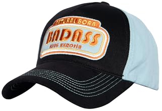 King Kerosin Herren Baseball Cap • Trucker Base Cap • Snapback • Kappe Für Herren • Baseballkappe • Vintage • Retro • 50S • Rockabilly • Basecap • Schwarz • Natural Born Badass
