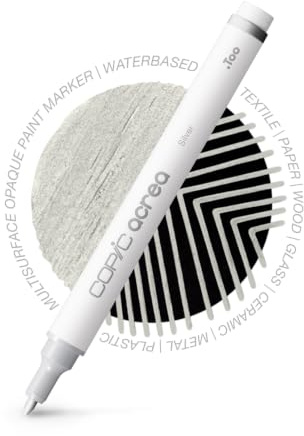 Copic acrea 006, Silver, Paint Marker mit wasser- und pigmentbasierter Tinte, Strichstärke 0,8-1,2 mm