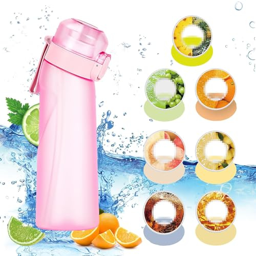 Applysu Luft Wasserflasche mit Geschmack Pods 650ml BPA Frei Trinkflasche Starter Up Set 0 Zuckerkalorien Wasserbecher mit Strohhalm für Outdoor Sport, Fitnessstudio, Schule