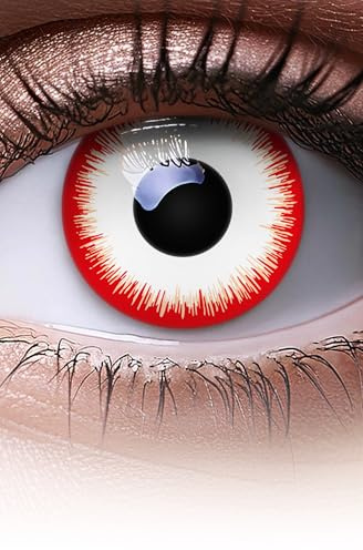 MERALENS Halloween rote farbige Kontaktlinsen Lunatic Lunar Red, 2 Stück (1 Paar), Ohne Sehstärke, Kontaktlinse farbig für Cosplay, Karneval, Fasching, Anime, Kostüm ohne Stärke
