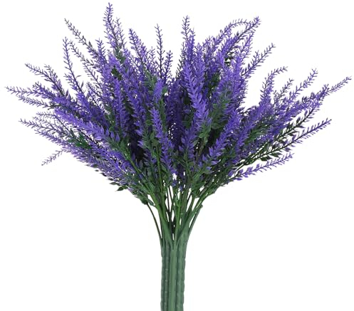 Lot de 8 fleurs artificielles violettes - Décoration de lavande - Bouquet de lavande - Imitation bouquet de fleurs - Décoration pour table à manger, balcon, bureau, jardin, terrasse, fête, mariage