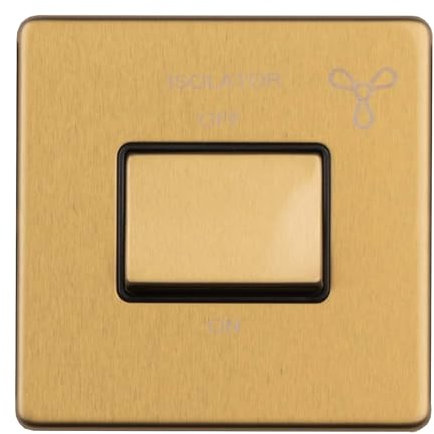 6AMP FAN ISOLATOR SWITCH FLAT CONCEALED SATIN BRASS PLATE MATCHING SWITCH