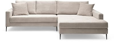 Liadomo Sofa Hilary Mink - Modernes Cord-Ecksofa - Couch mit Hohem Sitzkomfort - Pflegeleicht & Formstabil - Made in Europe - Sofa L Form Rechts, Beige